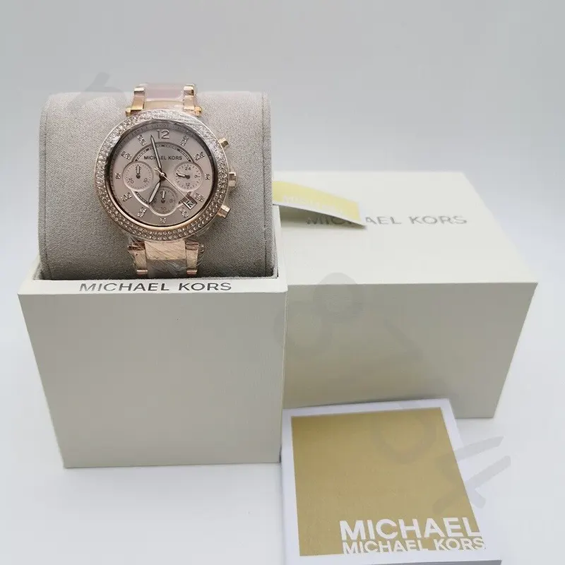 Michael Kors Parker Chronograph Blush Dial Ladies Watch- MK5896